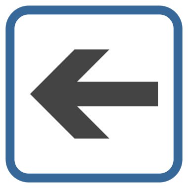 Ok sol vektör simgesi bir çerçeve içinde