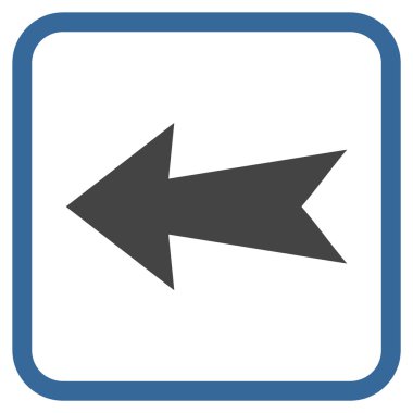 Ok sol vektör simgesi bir çerçeve içinde