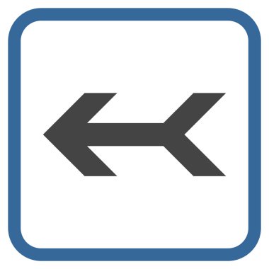 Ok sol vektör simgesi bir çerçeve içinde