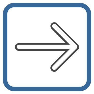 Ok sağ vektör simgesi bir çerçeve içinde