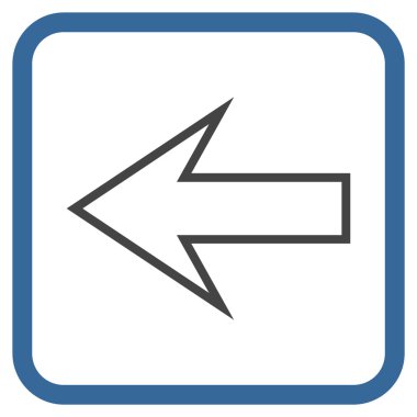 Ok sol vektör simgesi bir çerçeve içinde