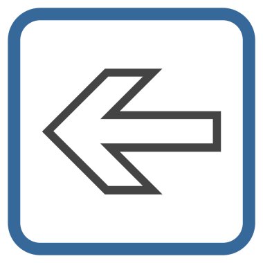 Ok sol vektör simgesi bir çerçeve içinde