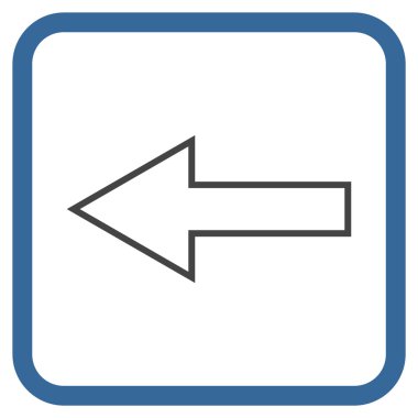 Ok sol vektör simgesi bir çerçeve içinde