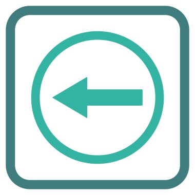 Sol ok vektör simgesi bir çerçeve içinde yuvarlak