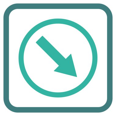 Aşağı doğru yuvarlak ok vektör simgesi bir çerçeve içinde