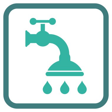 Duş musluk vektör simgesi bir çerçeve içinde