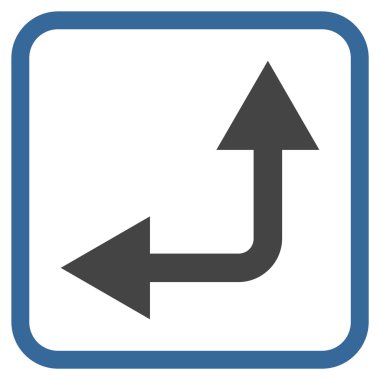 Vektör simgesi bir çerçeve içinde yukarı sol çatallanma ok