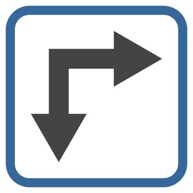 Vektör simgesi bir çerçeve içinde aşağı doğru çatallanma ok