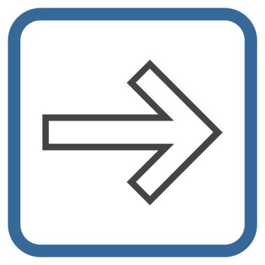 Ok sağ vektör simgesi bir çerçeve içinde