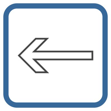 Ok sol vektör simgesi bir çerçeve içinde