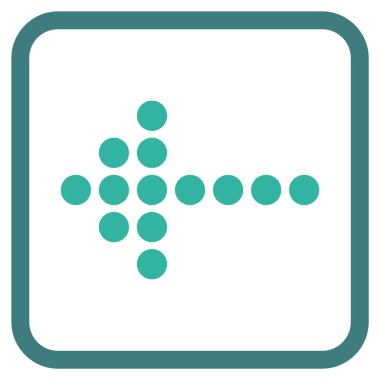 Noktalı ok sol vektör simgesi bir çerçeve içinde