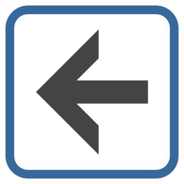 Ok sol vektör simgesi bir çerçeve içinde