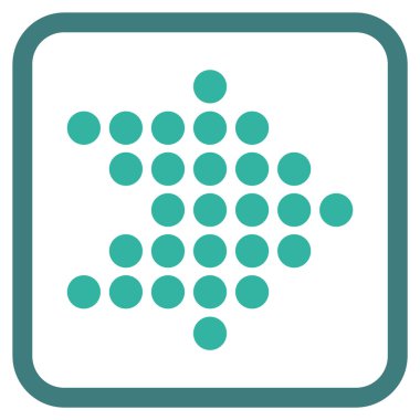 Noktalı ok doğru vektör simgesi bir çerçeve içinde