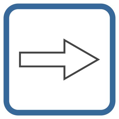 Ok sağ vektör simgesi bir çerçeve içinde