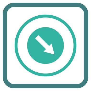 Aşağı doğru yuvarlak ok vektör simgesi bir çerçeve içinde