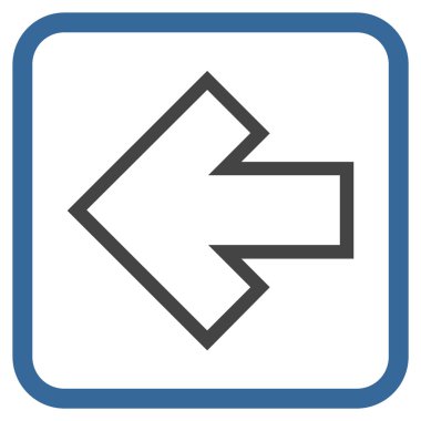 Ok sol vektör simgesi bir çerçeve içinde