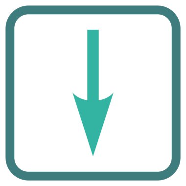 Vektör simgesi bir çerçeve içinde aşağı ok keskin