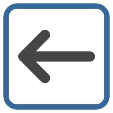 Ok sol vektör simgesi bir çerçeve içinde