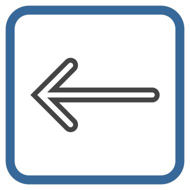 Ok sol vektör simgesi bir çerçeve içinde