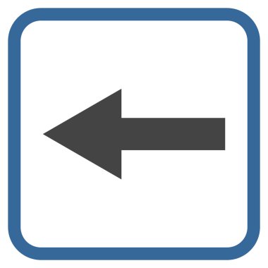 Ok sol vektör simgesi bir çerçeve içinde