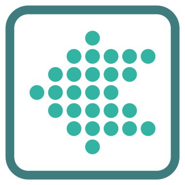 Noktalı ok sol vektör simgesi bir çerçeve içinde