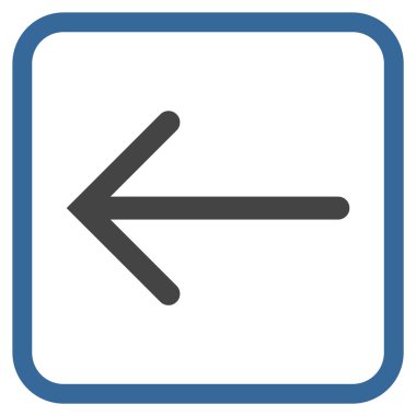 Ok sol vektör simgesi bir çerçeve içinde