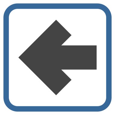 Ok sol vektör simgesi bir çerçeve içinde