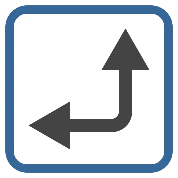 Διακλάδωση βέλος αριστερά επάνω εικονίδιο του φορέα σε ένα πλαίσιο — Διανυσματικό Αρχείο