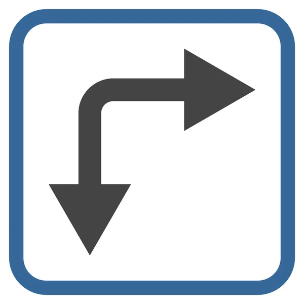 Bifurcatie pijl rechts beneden Vector Icon In een Frame — Stockvector