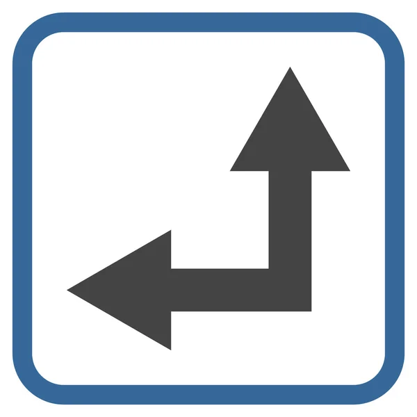 Flèche de bifurcation gauche vers le haut Icône vectorielle dans un cadre — Image vectorielle