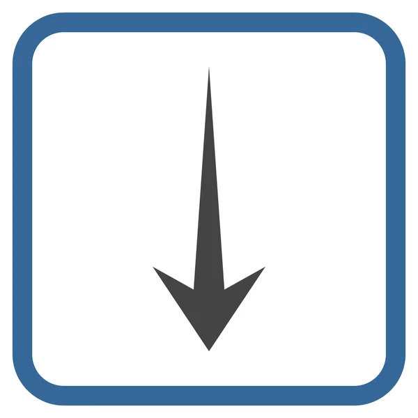 Seta para baixo ícone do vetor em um quadro — Vetor de Stock
