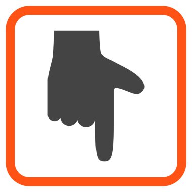 Vektör simgesi bir çerçeve içinde aşağı el işaretçisi