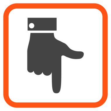 Vektör simgesi bir çerçeve içinde aşağı el işaretçisi