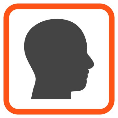 Kafa vektör simgesi bir çerçeve içinde profil