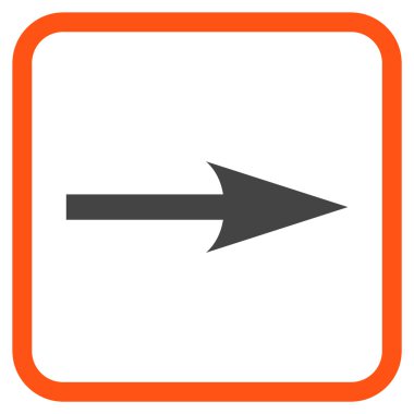 Keskin ok doğru vektör simgesi bir çerçeve içinde