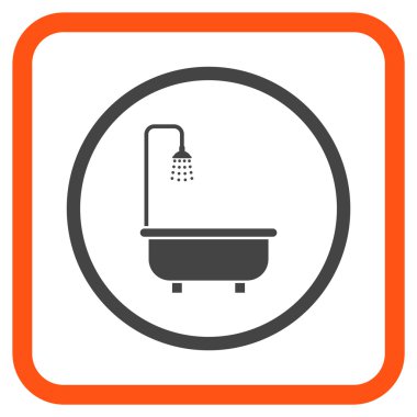 Duş Banyo vektör simgesi bir çerçeve içinde