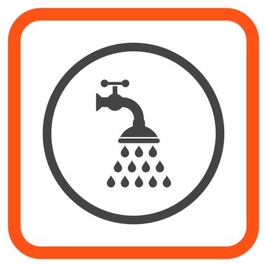 Duş musluk vektör simgesi bir çerçeve içinde