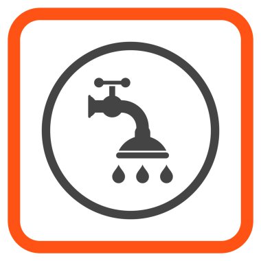 Duş musluk vektör simgesi bir çerçeve içinde