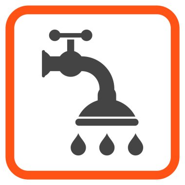 Duş musluk vektör simgesi bir çerçeve içinde