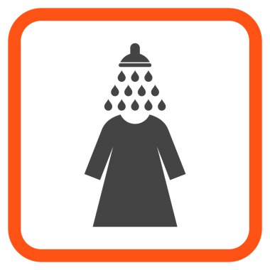 Duş yıkama kadın elbise vektör simgesi bir çerçeve içinde