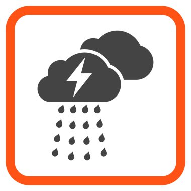 Fırtına bulutları vektör simgesi bir çerçeve içinde