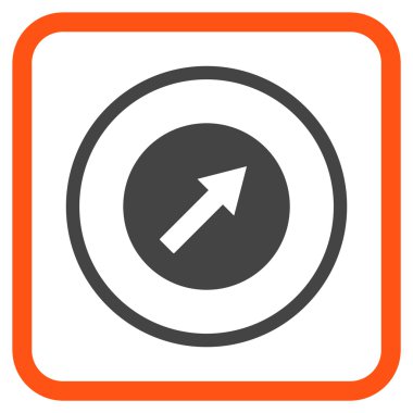 Yukarı sağ yuvarlak ok vektör simgesi bir çerçeve içinde