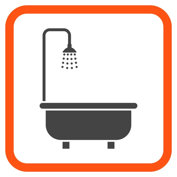 Vector de baño de ducha icono en un marco — Vector de stock