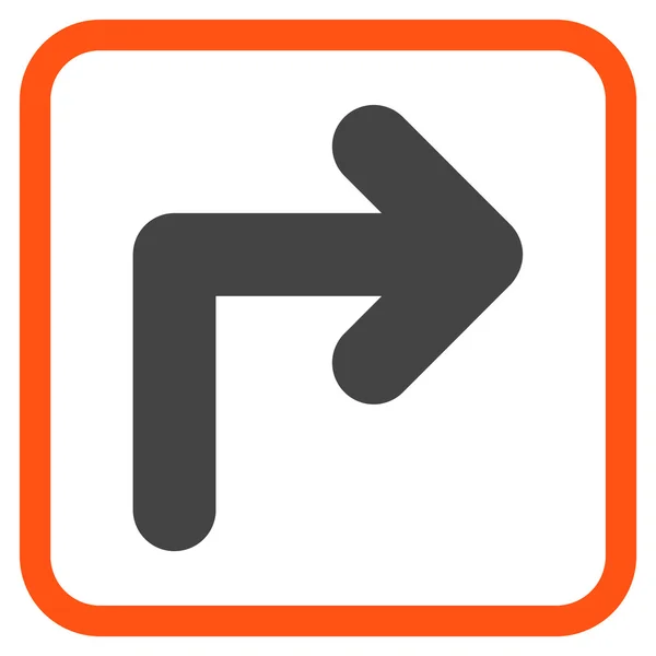 Vire à direita vetor ícone em uma moldura — Vetor de Stock