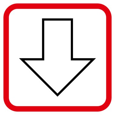 Vektör simgesi bir çerçeve içinde aşağı ok