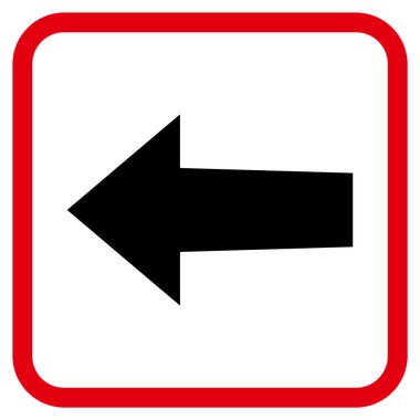 Ok sol vektör simgesi bir çerçeve içinde