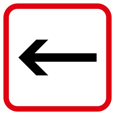 Ok sol vektör simgesi bir çerçeve içinde