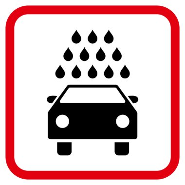 Oto yıkama vektör simgesi bir çerçeve içinde