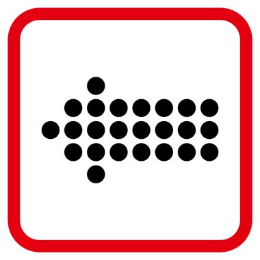 Noktalı ok sol vektör simgesi bir çerçeve içinde