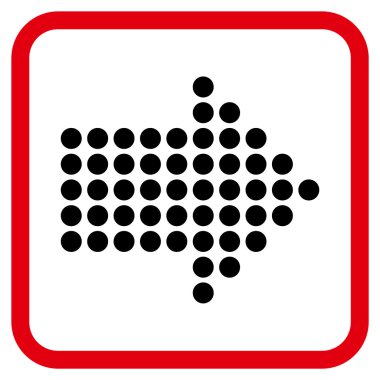 Noktalı ok doğru vektör simgesi bir çerçeve içinde